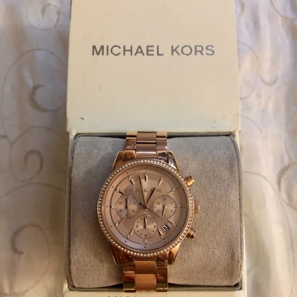 Michael Kors Ritz Pave Rose-Gold Tone Watch - Picture 2 of 3